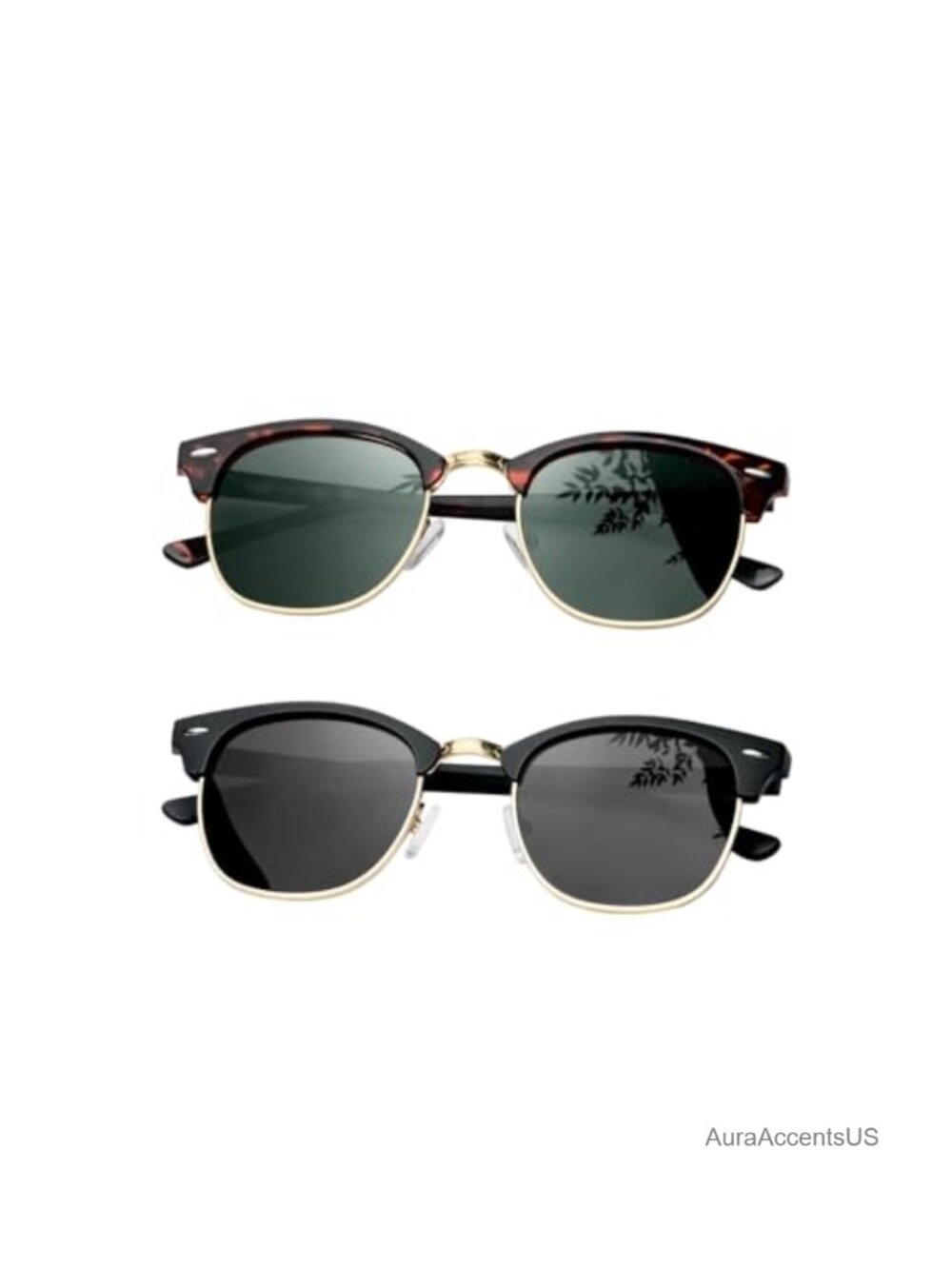 Semi Rimless Polarized Sunglasses Horn Rimmed Half Frame UV400 Adults